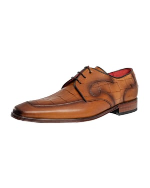 Jeffery West Croco L Leder Derby Schuhe, Braun