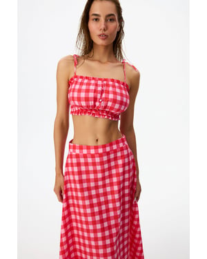 Ester Gingham-Muster Bikini-Oberteil