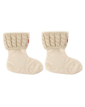 Hunter 6-Stitch Kabel Kinder Weiße Stiefelsocken