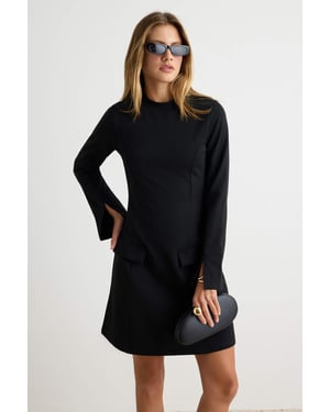 TRENDYOLMİLLA Damen Schwarz Einfarbig Kurz / Mini Lang A-Linie Kleider