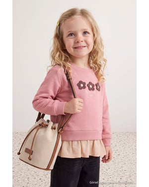 TRENDYOLKIDS Mädchen Rosa Mit Grafikprint Lang, Regular Fit Sweatshirts