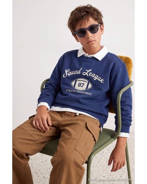 TRENDYOLKIDS Jungen Dunkelblau Einfarbig Lang, Regular Fit Sweatshirts