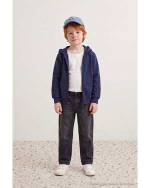 TRENDYOLKIDS Mädchen Dunkelblau Einfarbig Lang, Regular Fit Sweatshirts
