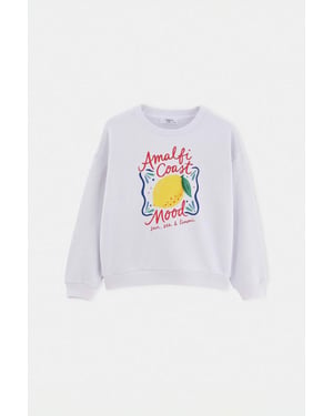 TRENDYOLKIDS Jungen Weiß Mit Grafikprint Lang, Oversize Sweatshirts