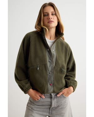 TRENDYOLMİLLA Damen Khaki Einfarbig Lang, Relaxed Fit Sweatshirts