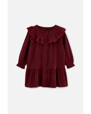 TRENDYOLKIDS Mädchen Bordeaux Einfarbig Midi Lang A-Linie Kleider