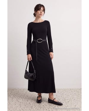Trendyol Modest Damen Schwarz Einfarbig Maxi Lang A-Linie Modest Kleider