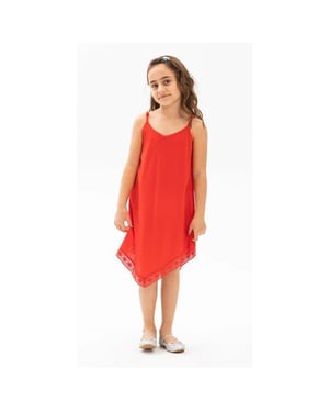 Çağla Şile Stoff Mädchen Sommerkleid Rot
