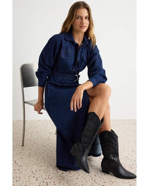 Trendyol Maxikleid, einfarbig, A-Linie - Dunkelblau