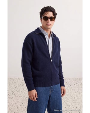 TRENDYOL MAN Herren Dunkelblau Einfarbig Lang, Oversize Cardigans