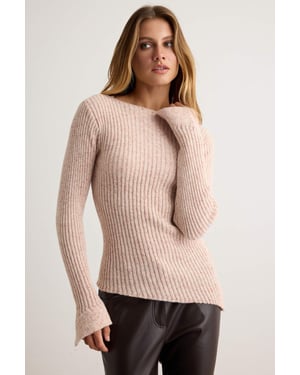 Trendyol Einfarbiger, taillierter Langpullover für Damen - Beige
