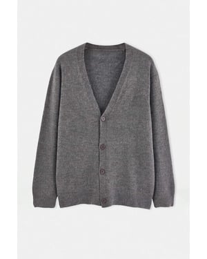 TRENDYOL MAN Herren Grau Einfarbig Lang, Regular Fit Cardigans