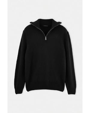 Trendyol Langärmliger Regular-Fit Pullover - Schwarz