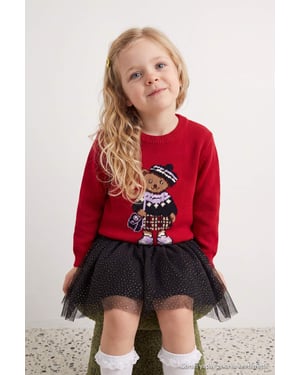 TRENDYOLKIDS Mädchen Rot Mit Grafikprint Lang, Regular Fit Pullover