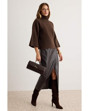 TRENDYOLMİLLA Damen Braun Einfarbig Lang, Locker Pullover