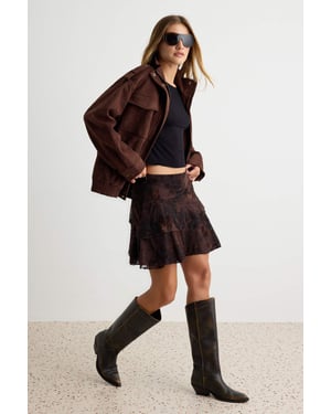 Trendyol Damen Hosenrock mit floralem Muster, normale Taille - Braun