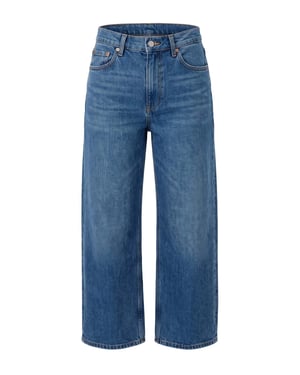 TRENDYOLMİLLA Damen Blau Einfarbig Barrel-Leg Normale Taille Jeans