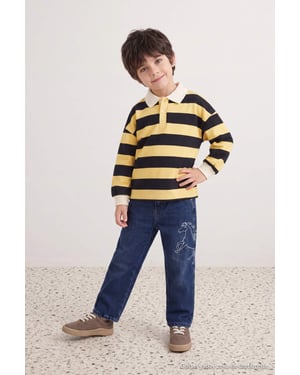 TRENDYOLKIDS Jungen Blau Einfarbig Normale Taille Jeans