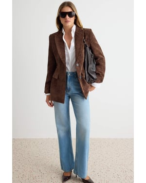TRENDYOLMİLLA Damen Braun Einfarbig Lang, Tailliert Blazer