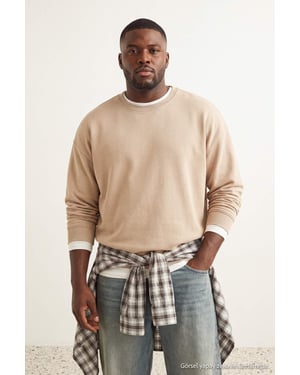 TRENDYOL MAN Herren Grau Einfarbig Lang, Oversize Große Größen Sweatshirts