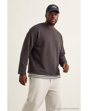 TRENDYOL MAN Herren Grau Einfarbig Lang, Oversize Große Größen Sweatshirts