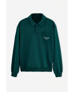 TRENDYOL MAN Herren Grün Bestickt Lang, Oversize Sweatshirts