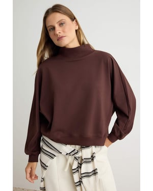 TRENDYOLMİLLA Damen Braun Einfarbig Lang, Oversize Sweatshirts