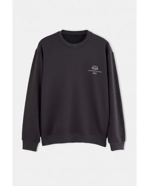 TRENDYOL MAN Herren Grau Mit Slogan Lang, Oversize Sweatshirts