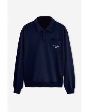 TRENDYOL MAN Herren Dunkelblau Bestickt Lang, Oversize Sweatshirts