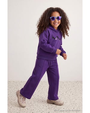 TRENDYOLKIDS Mädchen Lila Einfarbig Lang, Regular Fit Zweiteilig Sets