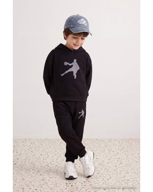 TRENDYOLKIDS Jungen Schwarz Einfarbig Lang, Regular Fit Zweiteilig Sets