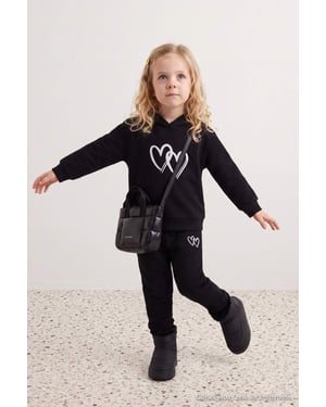 TRENDYOLKIDS Mädchen Schwarz Einfarbig Lang, Regular Fit Zweiteilig Sets