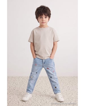 TRENDYOLKIDS Jungen Dunkelblau Einfarbig Normale Taille Jeans