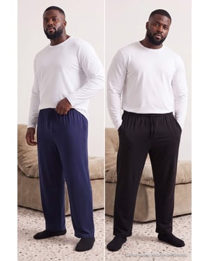 TRENDYOL MAN Herren Schwarz Einfarbig Normale Taille Große Größen Pyjama- Unterteile