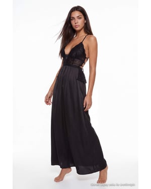 Trendyol Einfarbiges Maxi-Nachthemd, ärmellos, Regular Fit - Schwarz