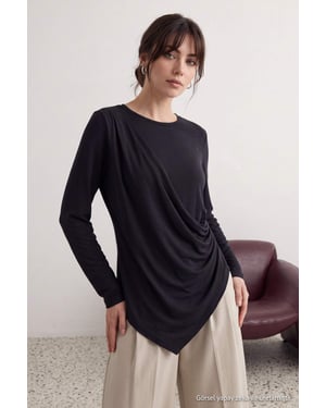 Trendyol Modest Damen Grau Einfarbig Lang, Regular Fit Modest Tuniken