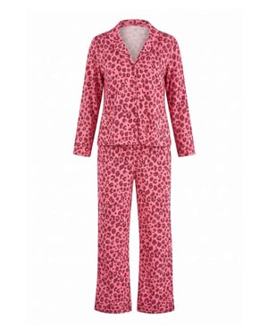 TRENDYOLMİLLA Damen 2er Pack Lila Animal-Print Lang Loungewear Regular Fit Pyjama- Sets