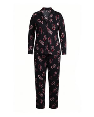 TRENDYOLMİLLA Damen 2er Pack Schwarz Weihnachts- Lang, Regular Fit Pyjama- Sets
