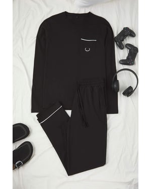 MAN Herren-Pyjama-Set mit Tiermotiv, lang, lässig/normal