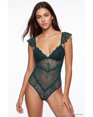 TRENDYOLMİLLA Damen Grün Einfarbig Ärmellos Tailliert Bodys
