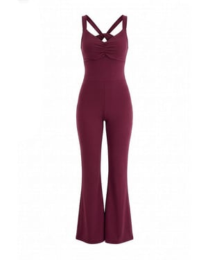 TRENDYOLMİLLA Damen Lila Einfarbig Ärmellos Sportswear Tailliert Jumpsuits