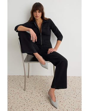 TRENDYOLMİLLA Damen Schwarz Einfarbig Lang, Regular Fit Jumpsuits