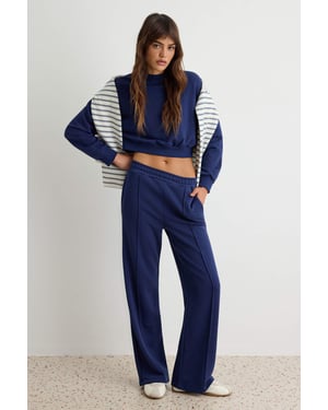 TRENDYOLMİLLA Damen Dunkelblau Einfarbig Lang, Regular Fit Jogginganzug Sets