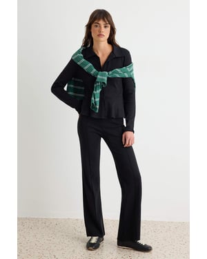 TRENDYOLMİLLA Damen Schwarz Einfarbig Lang Peplum Jogginganzug Sets