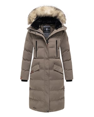Marikoo Damen Winterjacke – Schneesternchen, lang mit Kapuze & Fellkragen