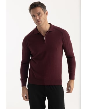 Pullover Pullover Mit Polokragen Und Reißverschluss