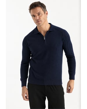 Pullover Pullover Mit Polokragen Und Reißverschluss