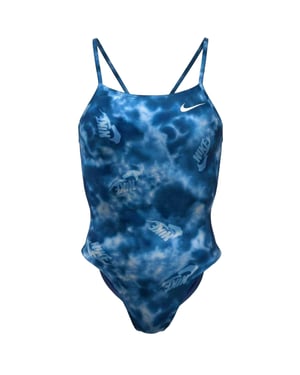 Nike - Badeanzug für Damen, Ausschnitt (Blau)