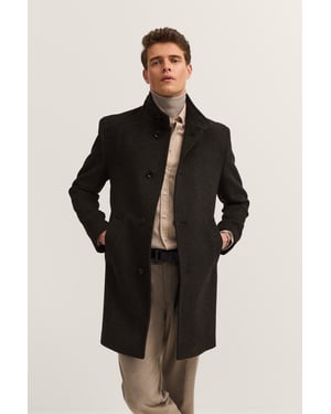 Bugatti Herren Stehkragen Mantel Modern Fit aus einem Wollmix