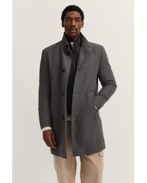 Bugatti Herren Stehkragen Mantel Modern Fit mit Flexcity Stretch Einsätzen
